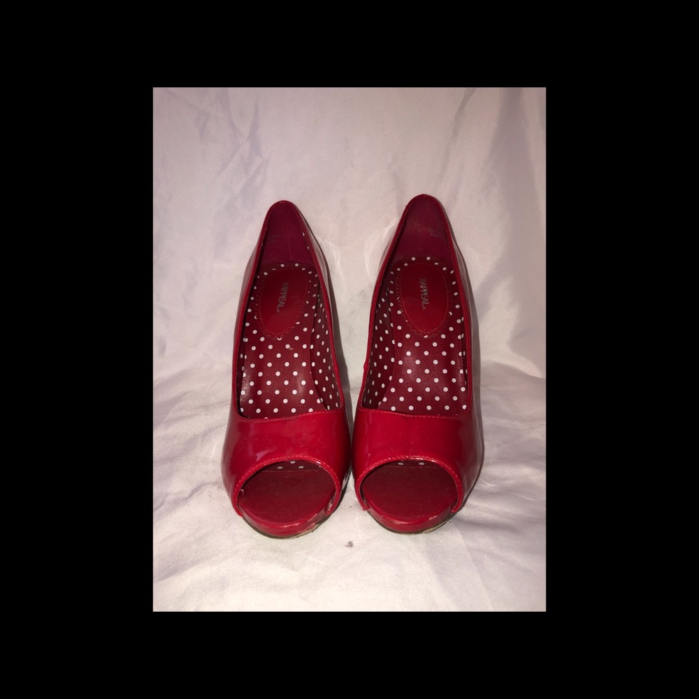Red Peep Toe Pumps